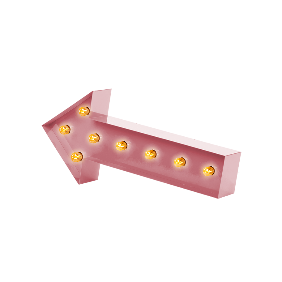 Bokstavslampa Cirkuslampan Arrow Antique pink / 60 cm