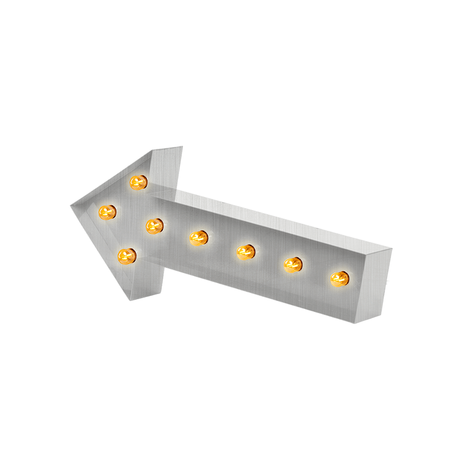 Bokstavslampa Cirkuslampan Arrow Raw metall / 60 cm