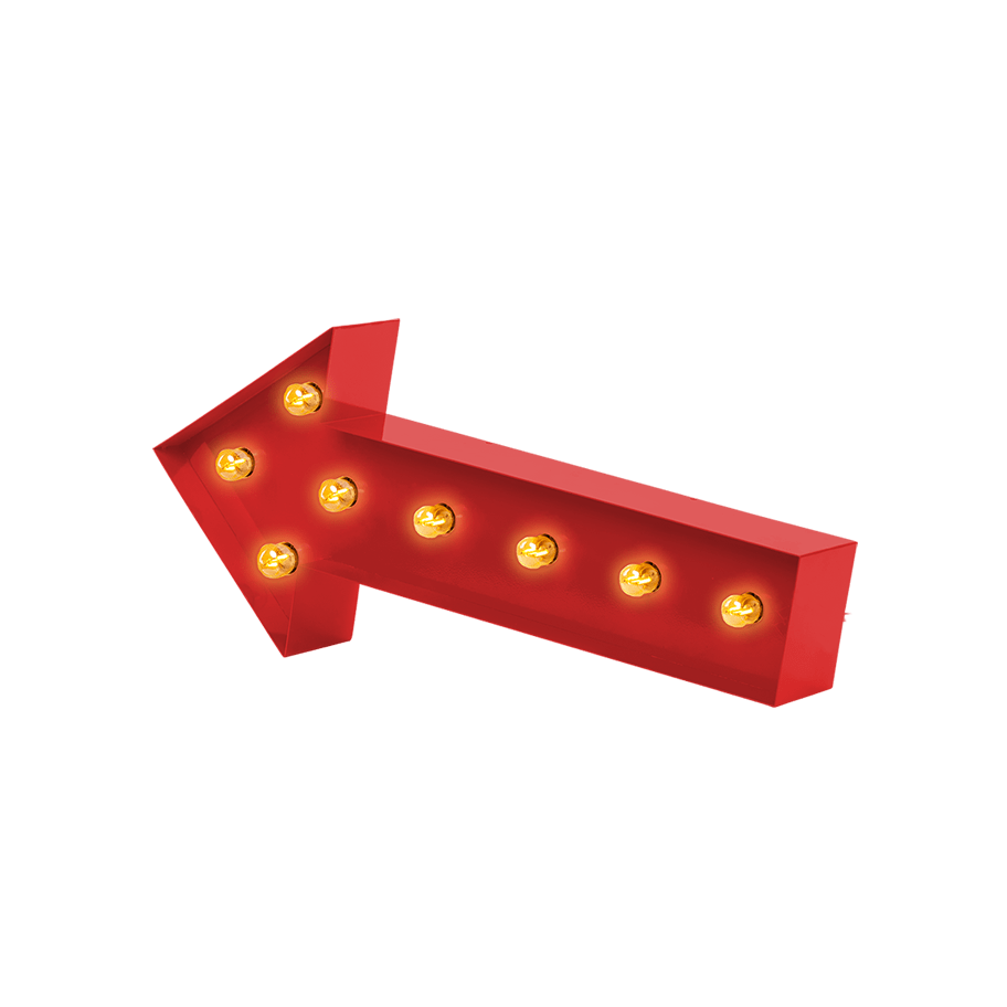 Bokstavslampa Cirkuslampan Arrow Traffic red / 60 cm