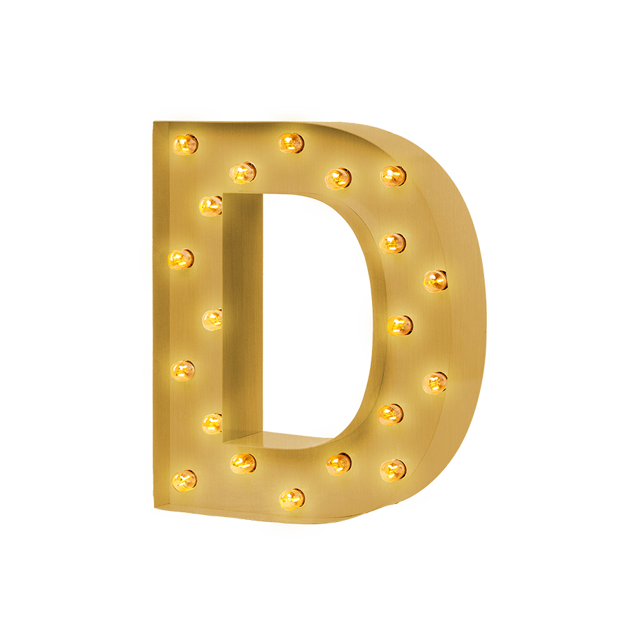 Bokstavslampa Cirkuslampan Testlampa D Brass / 50 cm / Standard