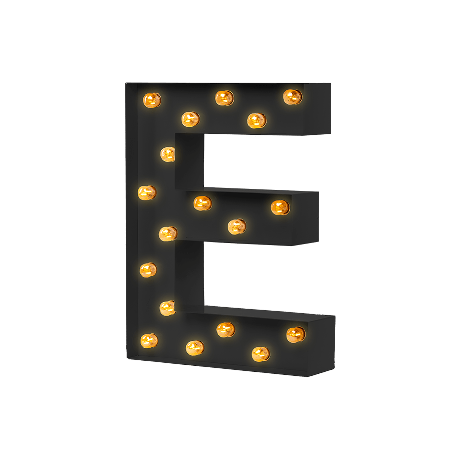 Bokstavslampa Cirkuslampan Testlampa E Jet black / 50 cm / Standard