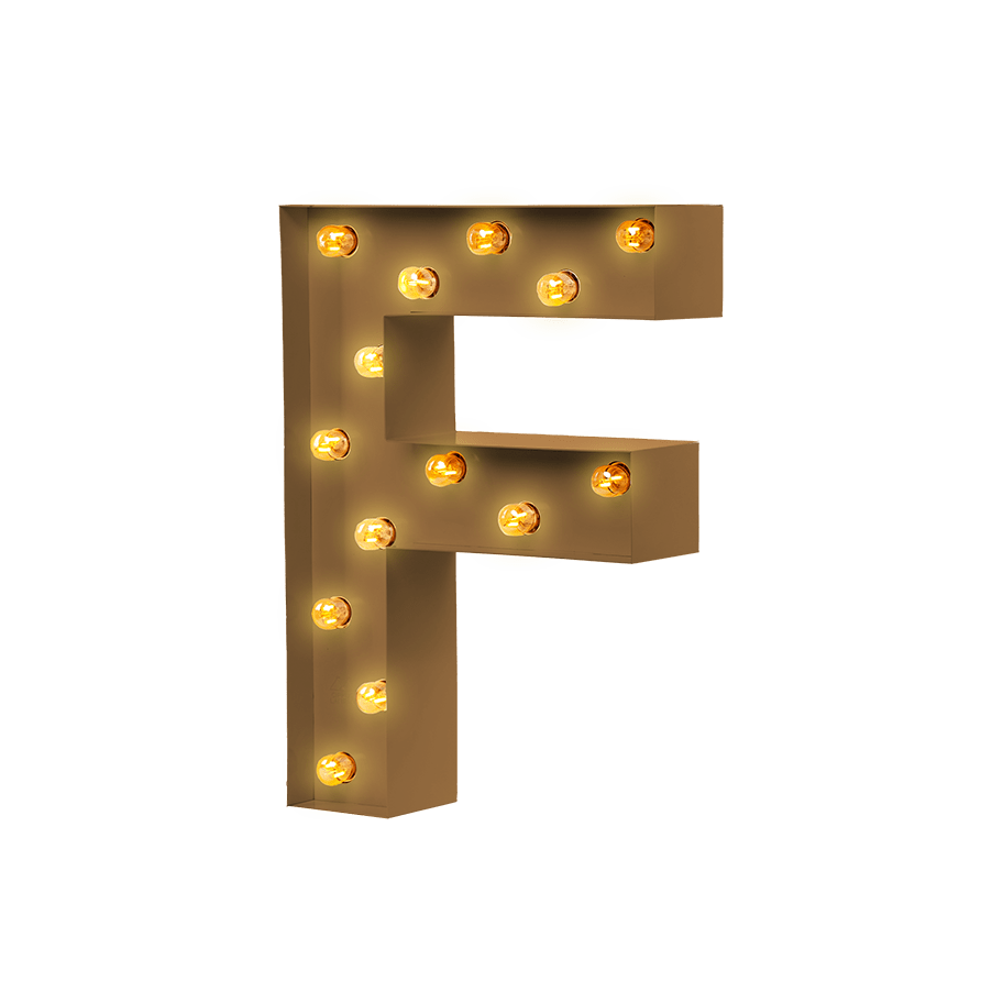 Bokstavslampa Cirkuslampan Testlampa F Pearl gold / 50 cm / Standard