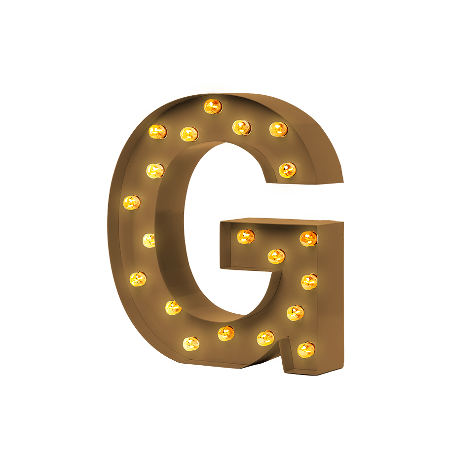 Bokstavslampa Cirkuslampan Testlampa G Pearl gold / 50 cm / Standard