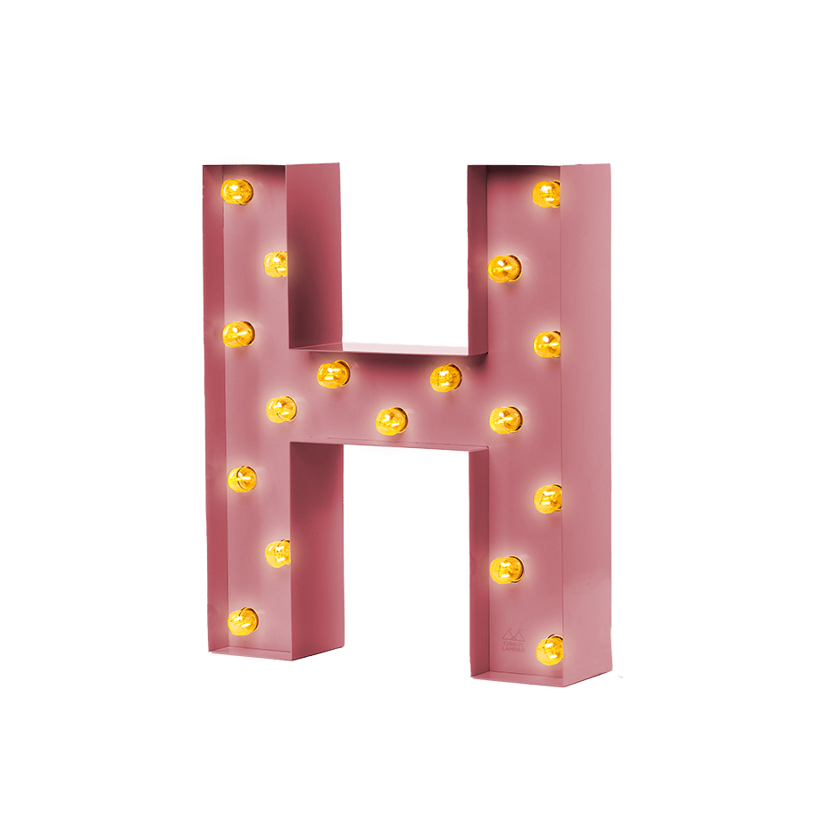 Bokstavslampa Cirkuslampan Testlampa H Antique pink / 50 cm / Standard