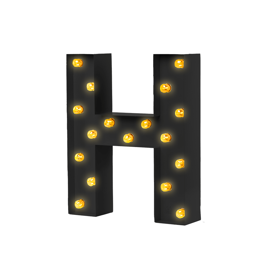Bokstavslampa Cirkuslampan Testlampa H Jet black / 50 cm / Standard