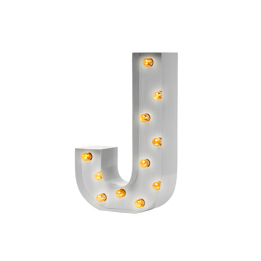 Bokstavslampa Cirkuslampan Testlampa J Raw Metal / 50 cm / Standard