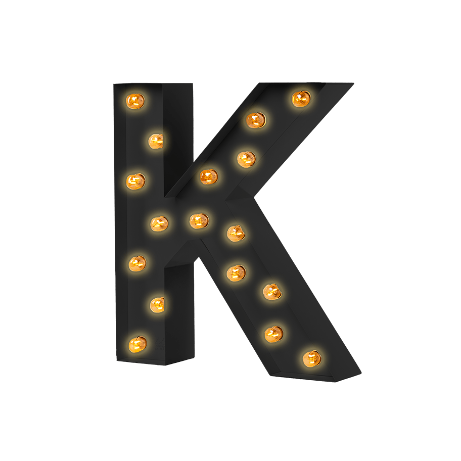 Bokstavslampa Cirkuslampan Testlampa K Jet black / 50 cm / Standard