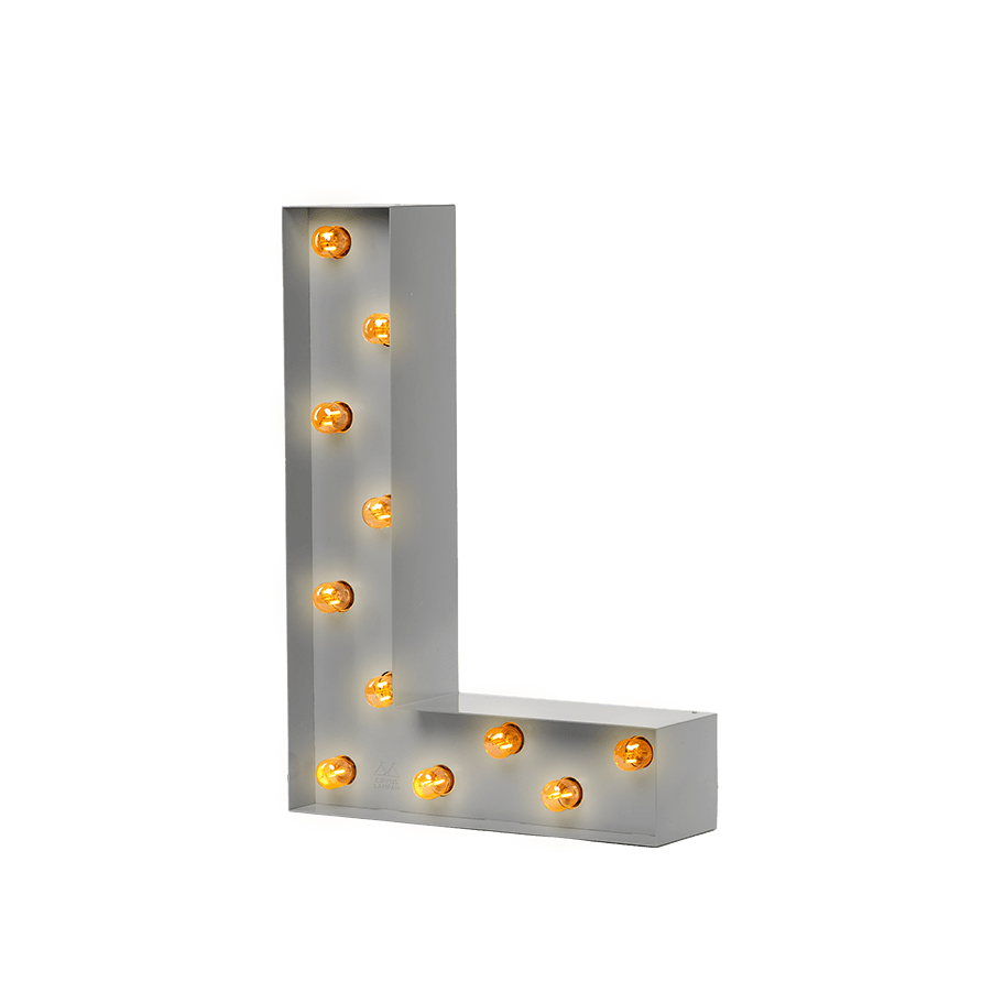 Bokstavslampa Cirkuslampan Testlampa L Telegrey / 50 cm / Standard