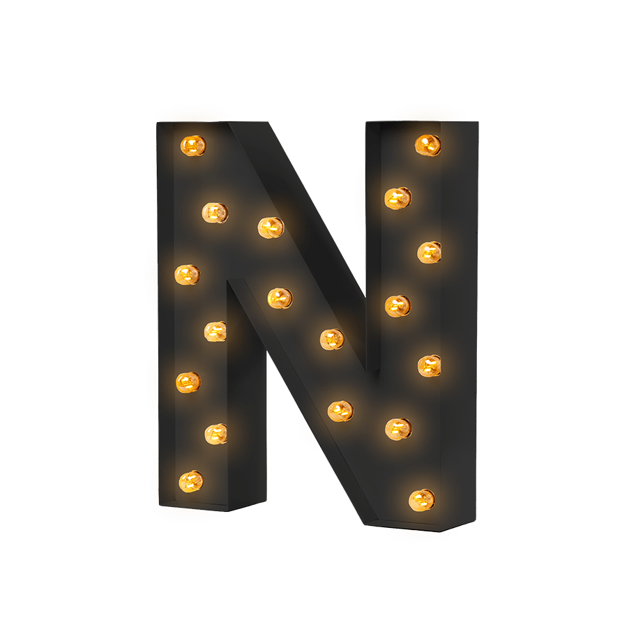Bokstavslampa Cirkuslampan Testlampa N Jet black / 50 cm / Standard