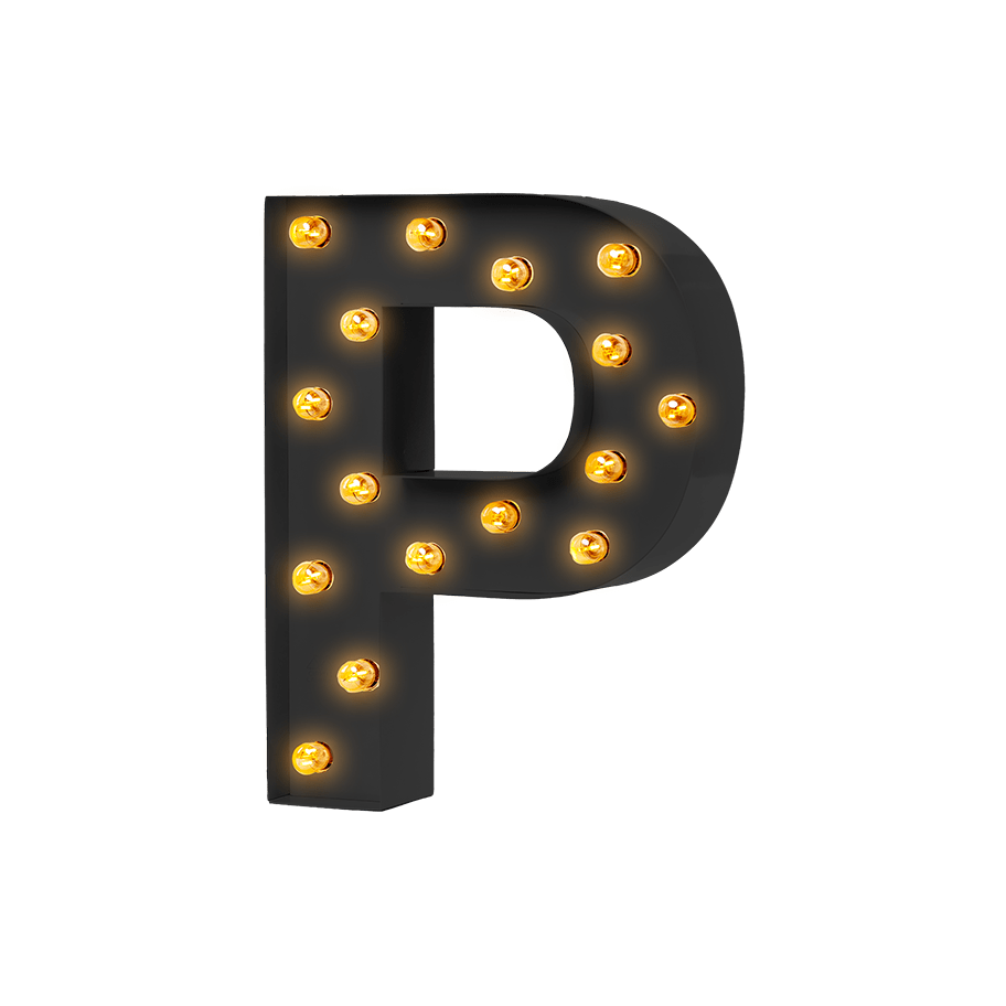 Bokstavslampa Cirkuslampan Testlampa P Jet black / 50 cm / Standard