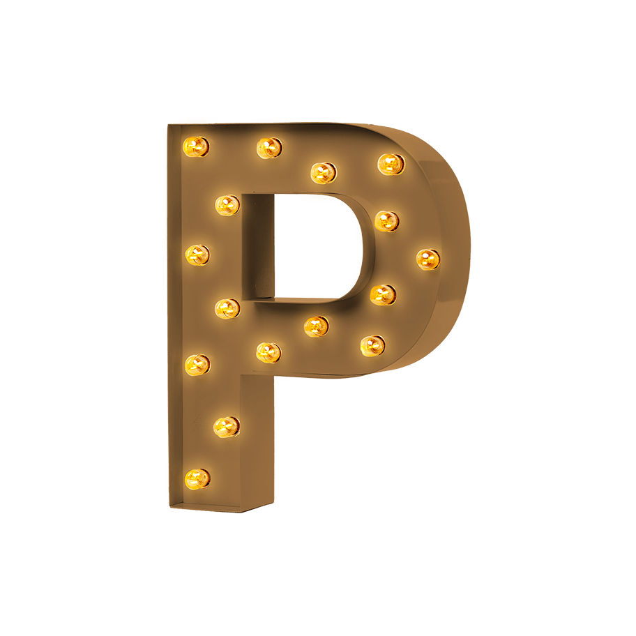 Bokstavslampa Cirkuslampan Testlampa P Pearl gold / 50 cm / Standard