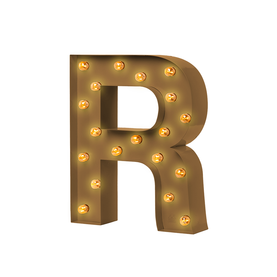 Bokstavslampa Cirkuslampan Testlampa R Pearl gold / 50 cm / Standard