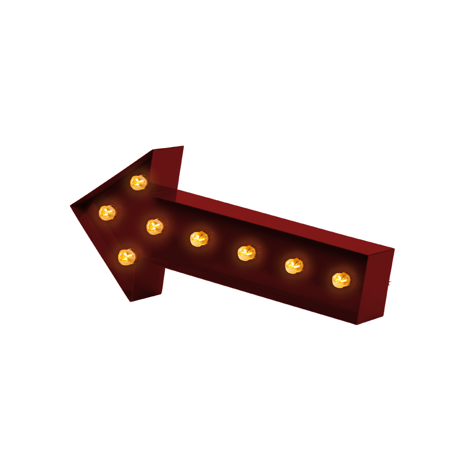 Bokstavslampa Cirkuslampan Arrow WineRed / 60 cm
