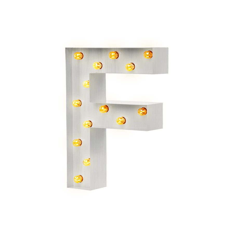 Bokstavslampa Cirkuslampan Testlampa F Raw Metal / 50 cm / Standard