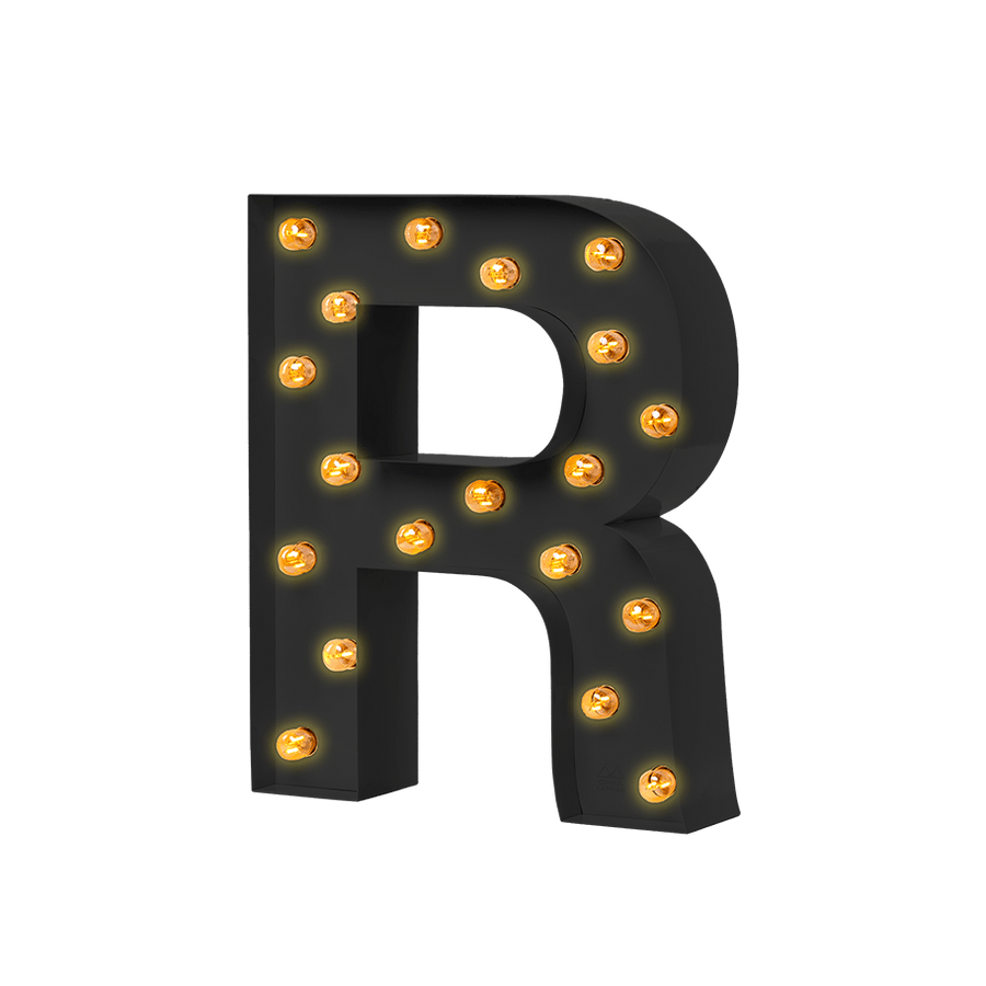 Bokstavslampa Cirkuslampan Testlampa R Jet black / 50 cm / Standard