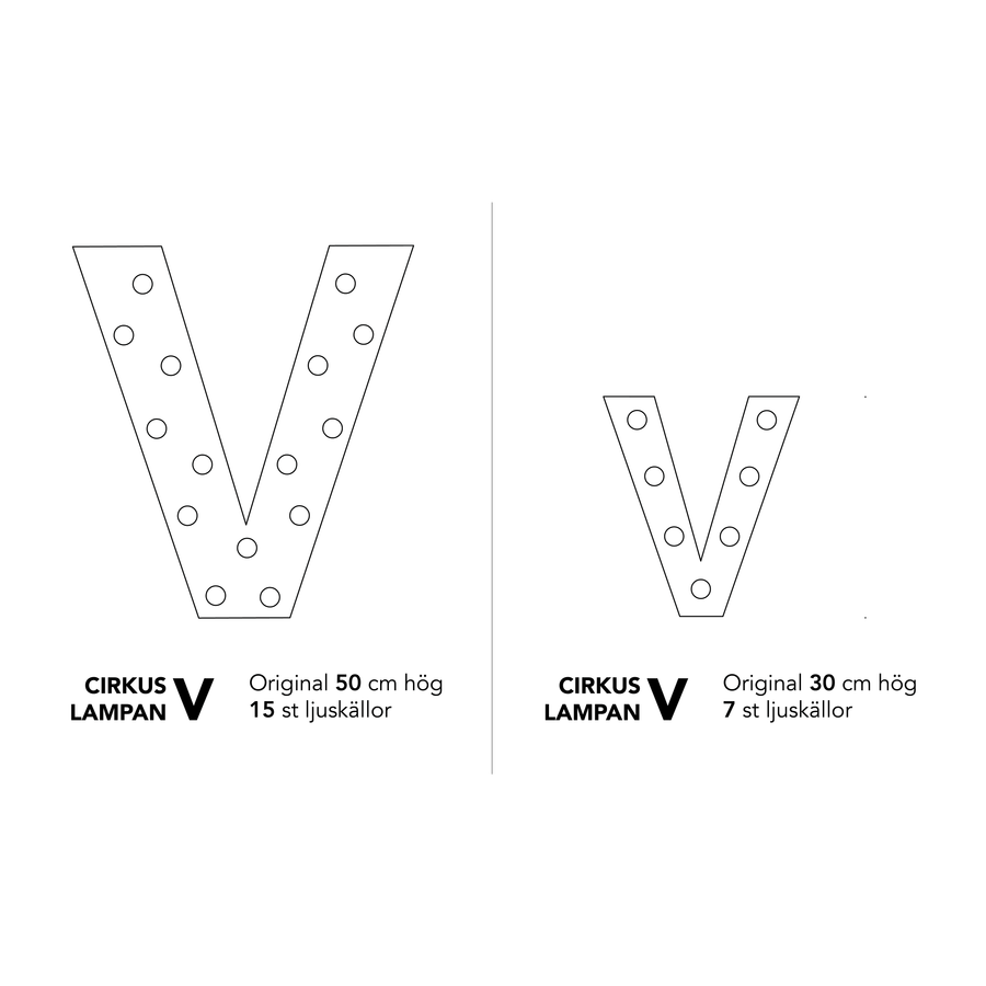 Bokstavslampa Cirkuslampan Testlampa V