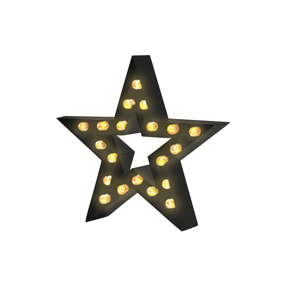 Bokstavslampa Cirkuslampan Testlampa Star Jet black / 50 cm / Standard