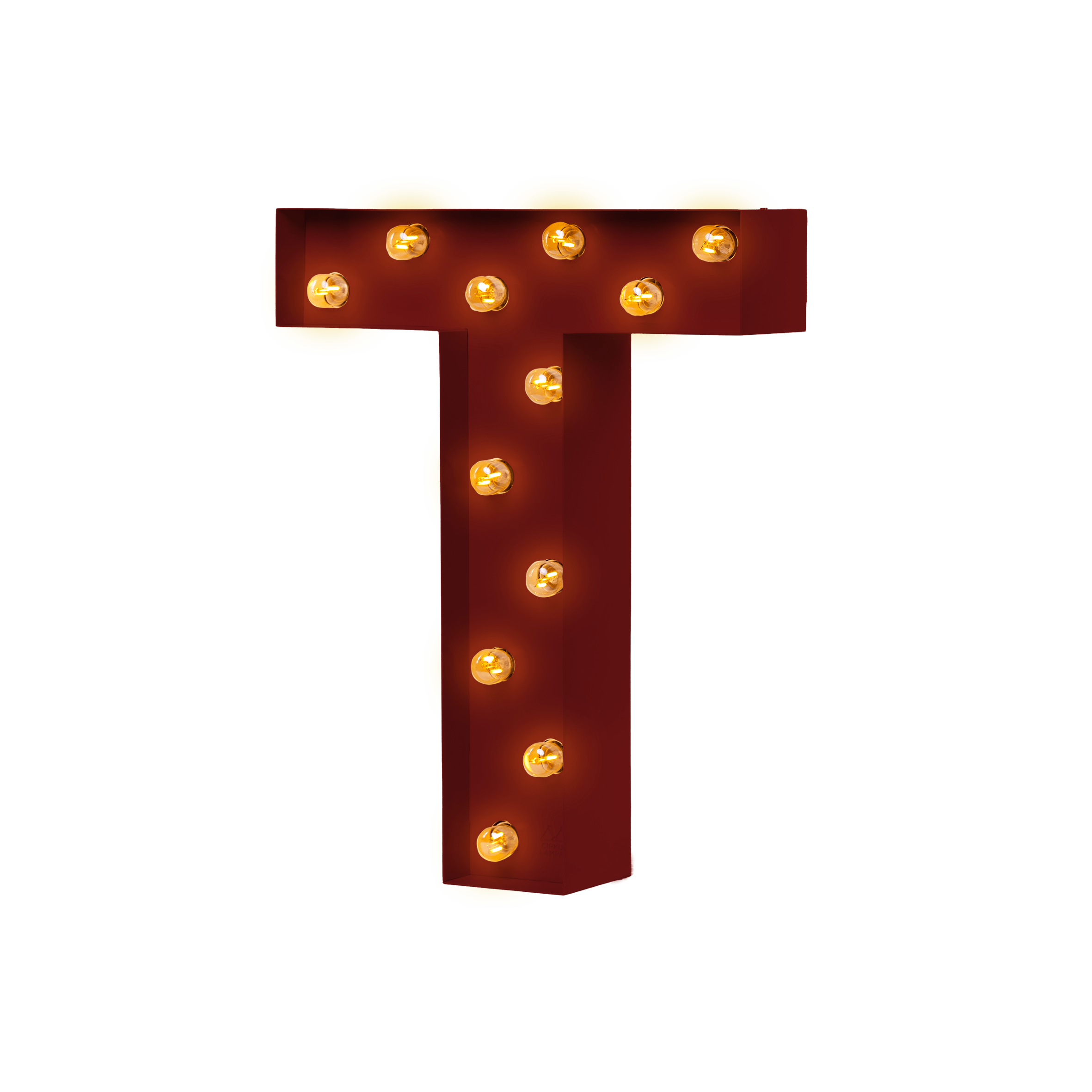 Bokstavslampa Cirkuslampan T WineRed / 30 cm