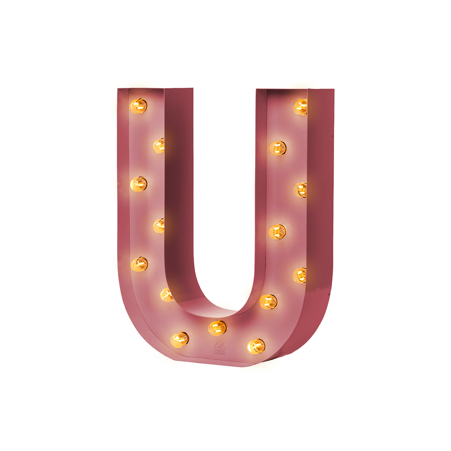 Bokstavslampa Cirkuslampan Testlampa U Antique pink / 50 cm / Standard