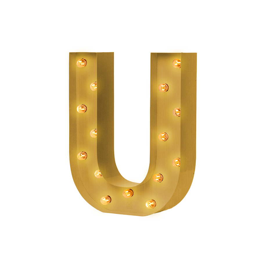 Bokstavslampa Cirkuslampan Testlampa U Brass / 50 cm / Standard