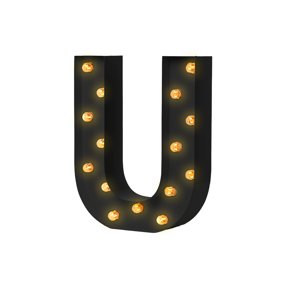 Bokstavslampa Cirkuslampan Testlampa U Jet black / 50 cm / Standard