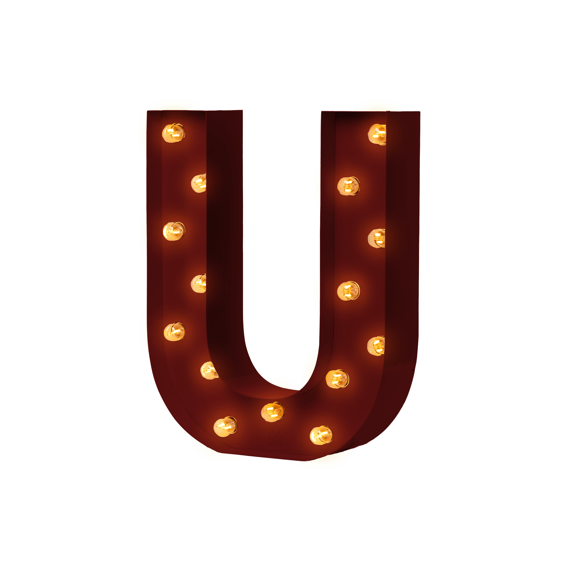 Bokstavslampa Cirkuslampan U WineRed / 30 cm