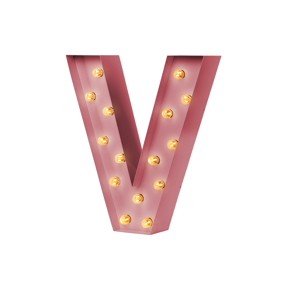 Bokstavslampa Cirkuslampan Testlampa V Antique pink / 50 cm / Standard
