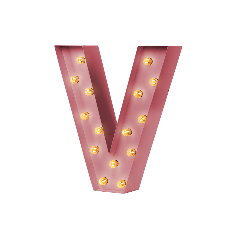 Bokstavslampa Cirkuslampan Testlampa V Antique pink / 50 cm / Standard