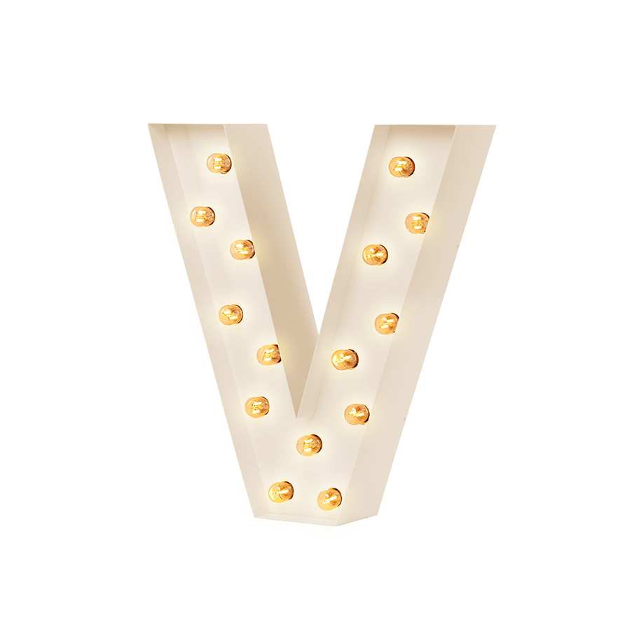 Bokstavslampa Cirkuslampan Testlampa V Creme / 50 cm / Standard