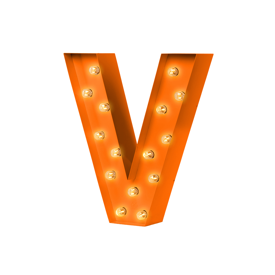 Bokstavslampa Cirkuslampan Testlampa V Gelborange / 50 cm / Standard