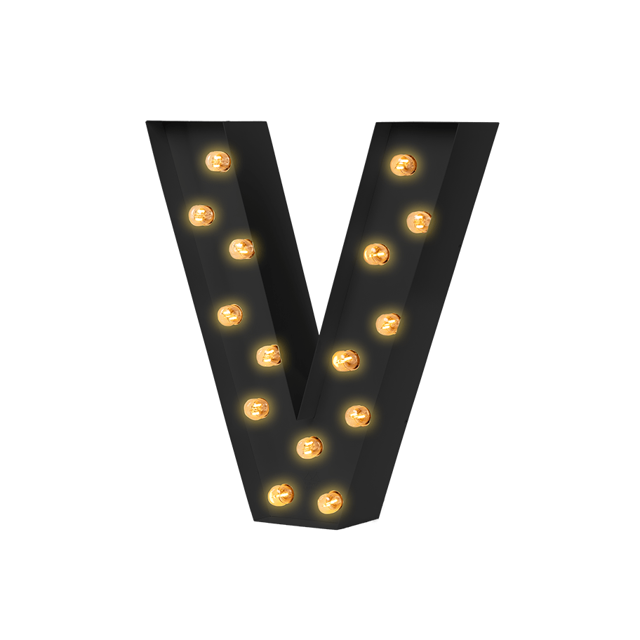 Bokstavslampa Cirkuslampan Testlampa V Jet black / 50 cm / Standard