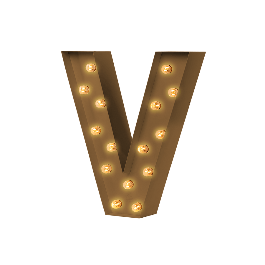 Bokstavslampa Cirkuslampan Testlampa V Pearl gold / 50 cm / Standard