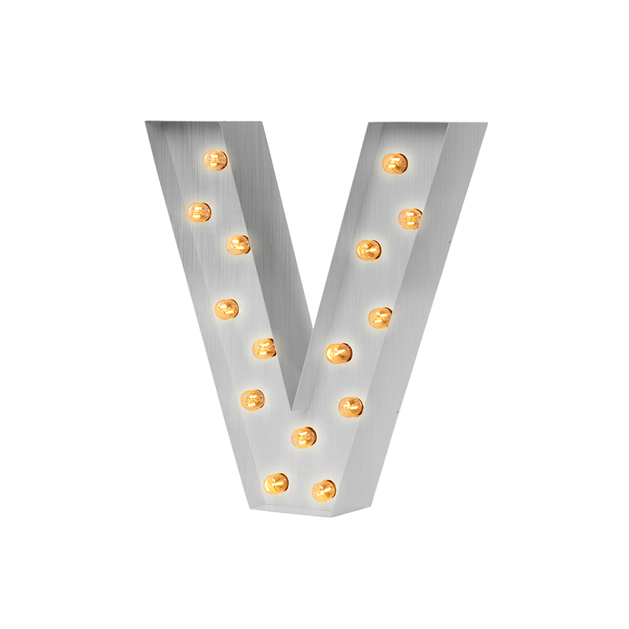 Bokstavslampa Cirkuslampan Testlampa V Raw Metal / 50 cm / Standard
