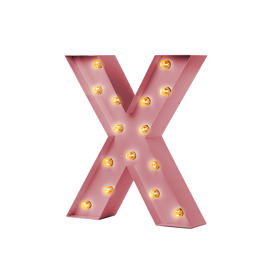 Bokstavslampa Cirkuslampan Testlampa X Antique pink / 50 cm / Standard
