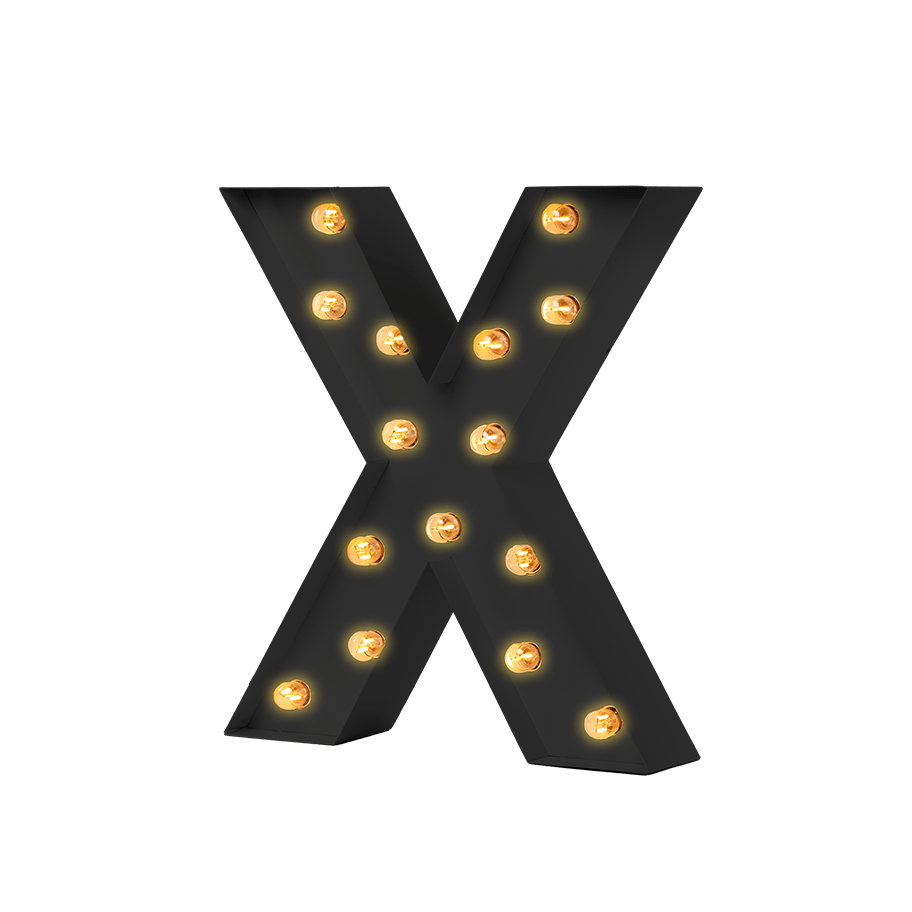 Bokstavslampa Cirkuslampan Testlampa X Jet black / 50 cm / Standard