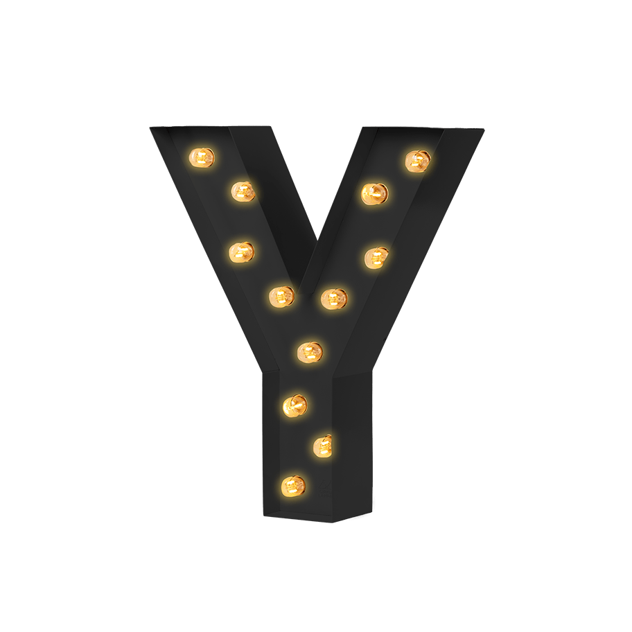 Bokstavslampa Cirkuslampan Testlampa Y Jet black / 50 cm / Standard