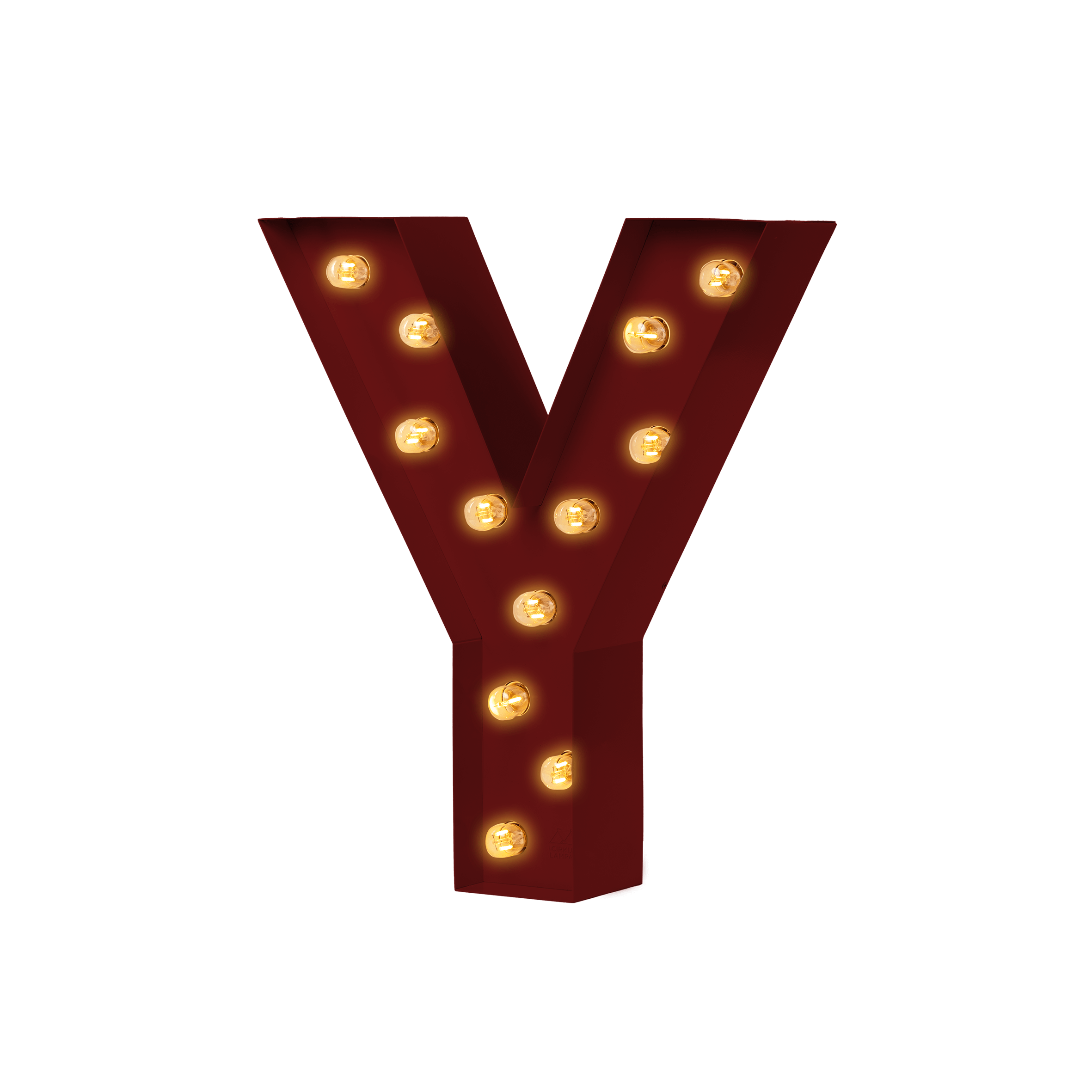 Bokstavslampa Cirkuslampan Y WineRed / 30 cm